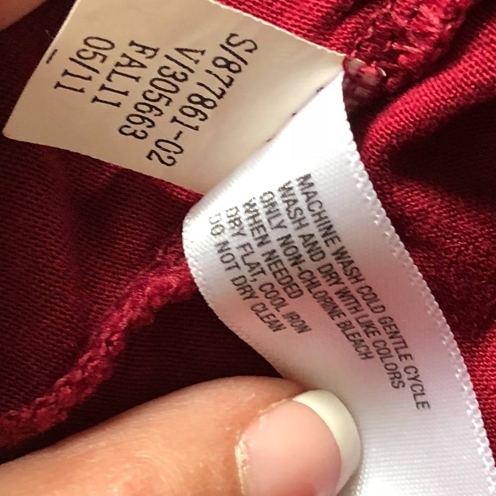 Ruby Red Stretch Knit Blouse Ruching - image 6